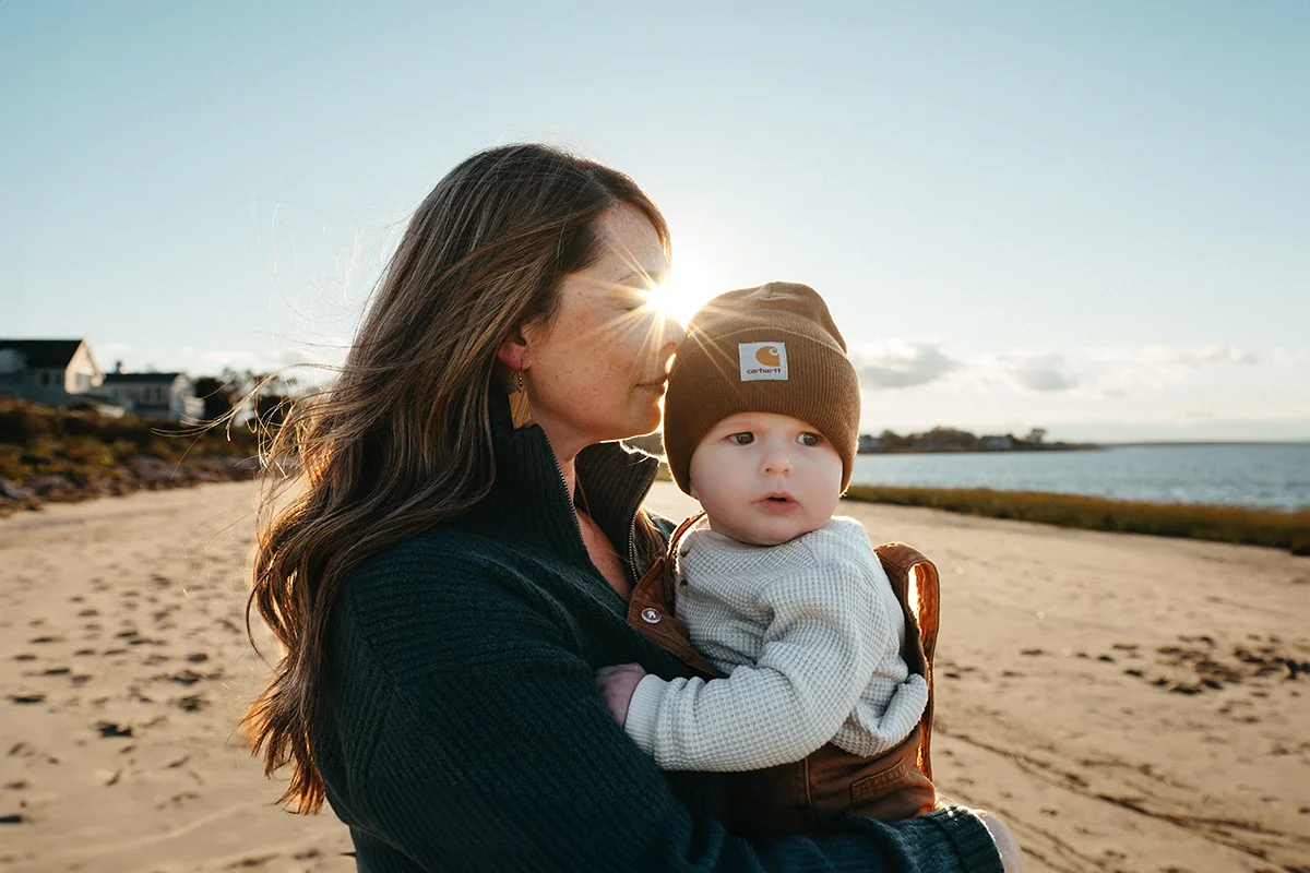 Cape Cod Family Photographer Caryn Scanlan with a mom and her baby at a family session