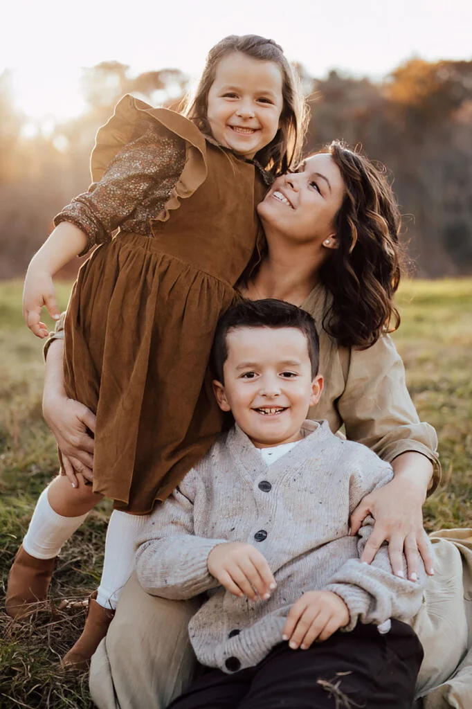 Plymouth Family Photographer Caryn Scanlan's photo of a mom and her two kids at a beautiful location near Plymouth, MA